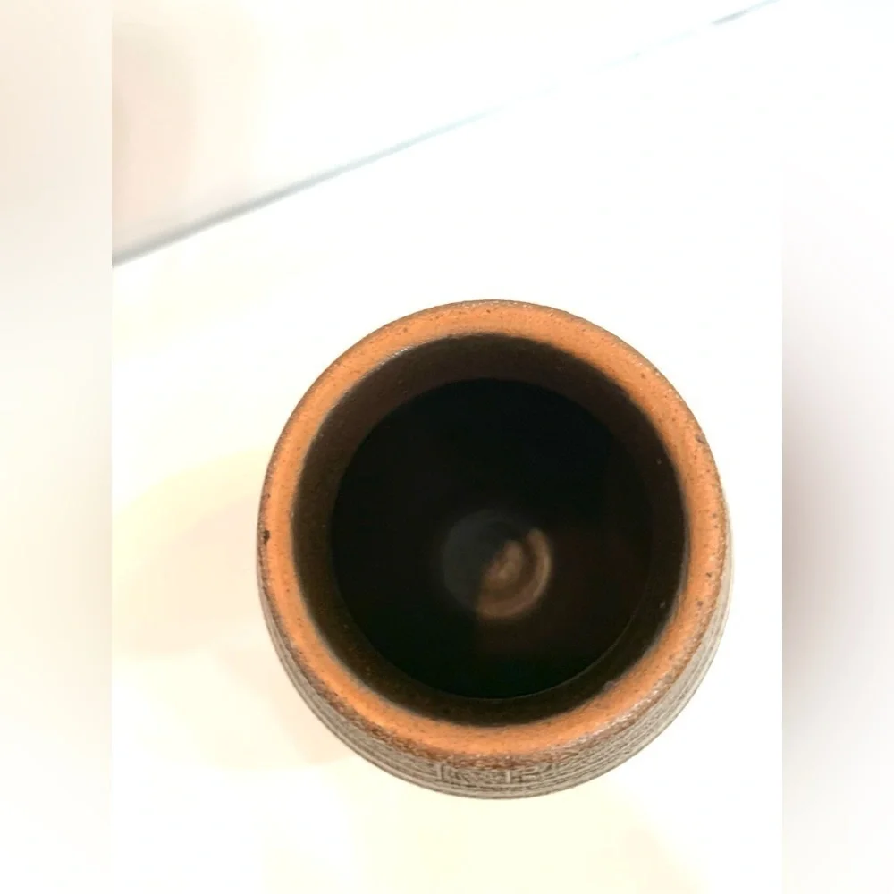 Signed Stoneware Heart Vase Crock Marked “KP”
